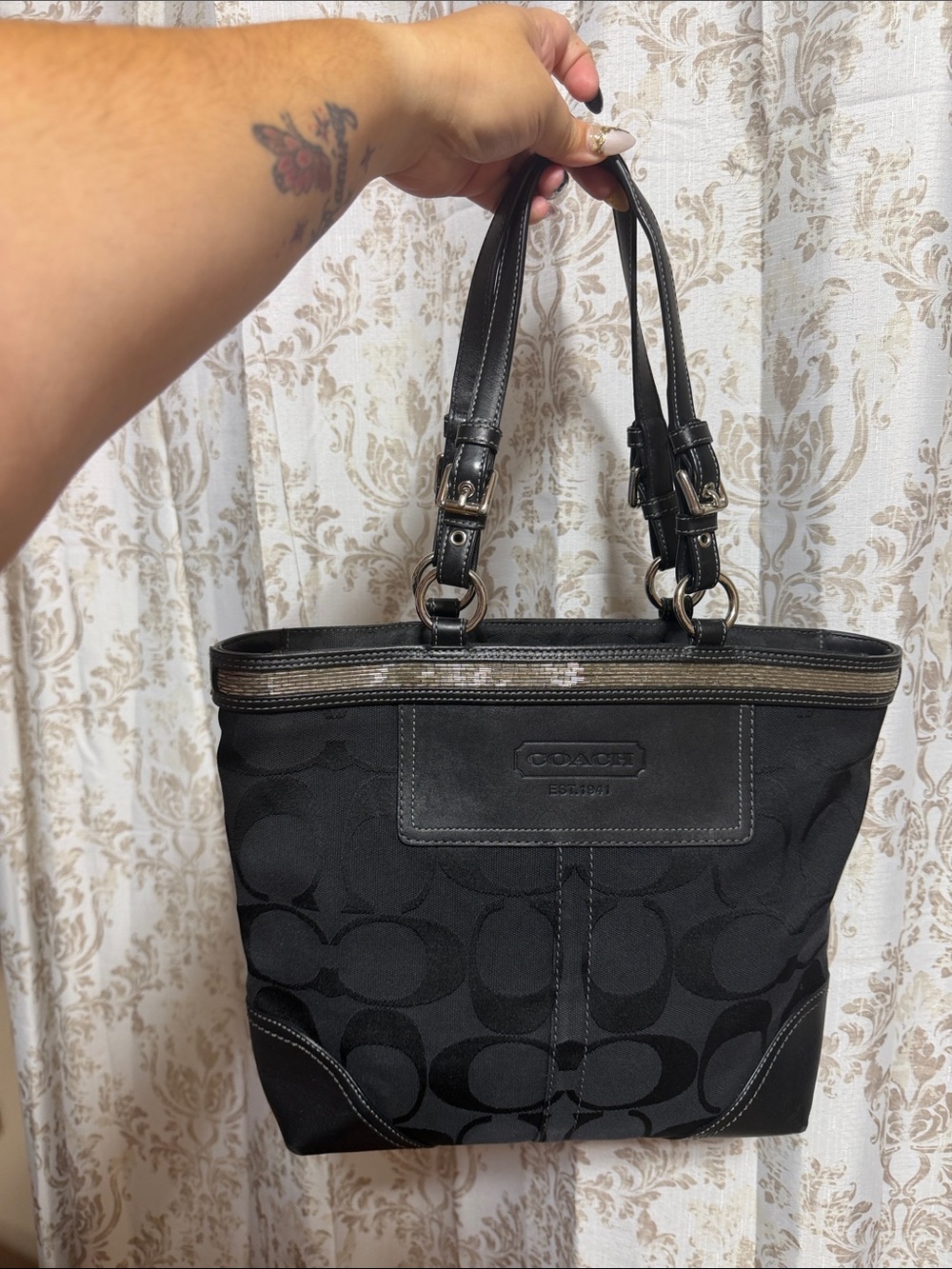 Coach Vintage Gallery Signature Beaded Tote